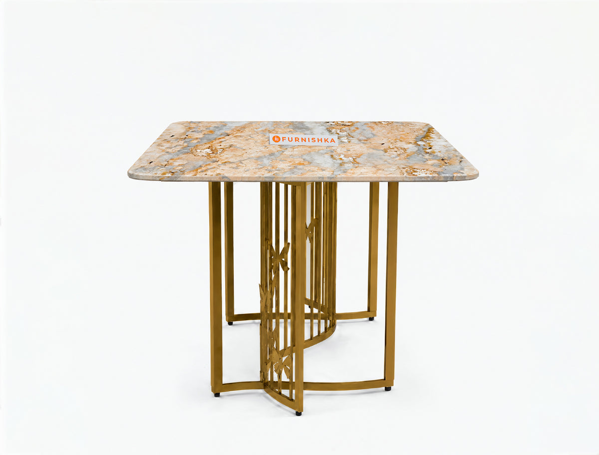 Elysian Dining Table 6 Seater PVD Gold Base - Furnishka
