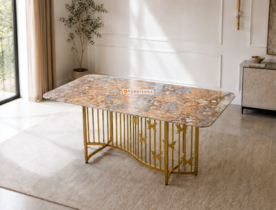 Elysian Dining Table 6 Seater PVD Gold Base