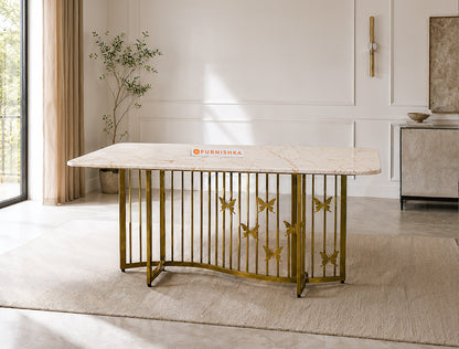 Elysian Dining Table 6 Seater PVD Gold Base - Furnishka