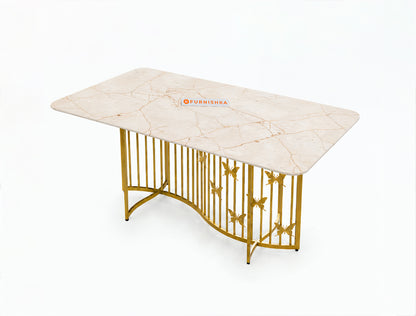 Elysian Dining Table 6 Seater PVD Gold Base - Furnishka