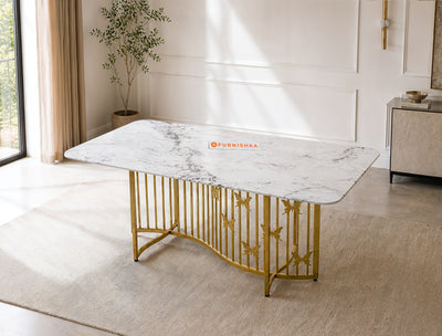 Elysian Dining Table 6 Seater PVD Gold Base