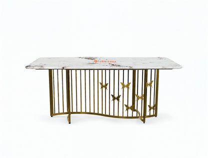Elysian Dining Table 6 Seater PVD Gold Base - Furnishka