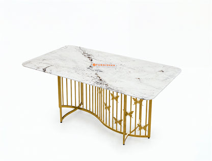 Elysian Dining Table 6 Seater PVD Gold Base - Furnishka