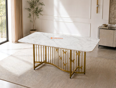 Elysian Dining Table 6 Seater PVD Gold Base