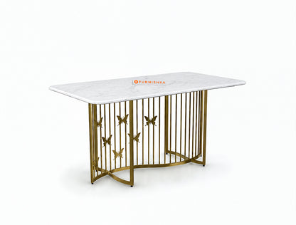 Elysian Dining Table 6 Seater PVD Gold Base - Furnishka
