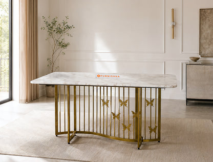 Elysian Dining Table 6 Seater PVD Gold Base - Furnishka