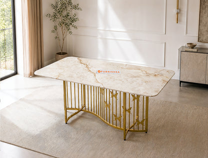 Elysian Dining Table 6 Seater PVD Gold Base - Furnishka