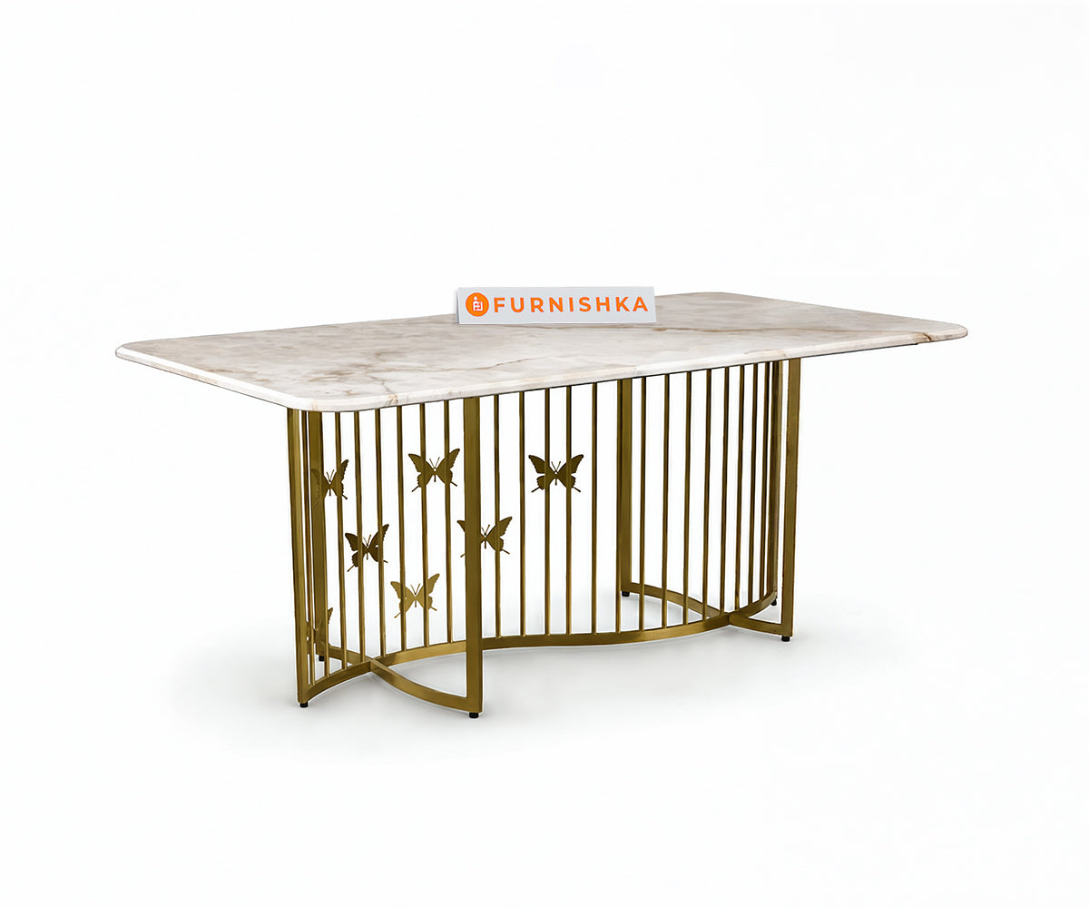 Elysian Dining Table 6 Seater PVD Gold Base - Furnishka