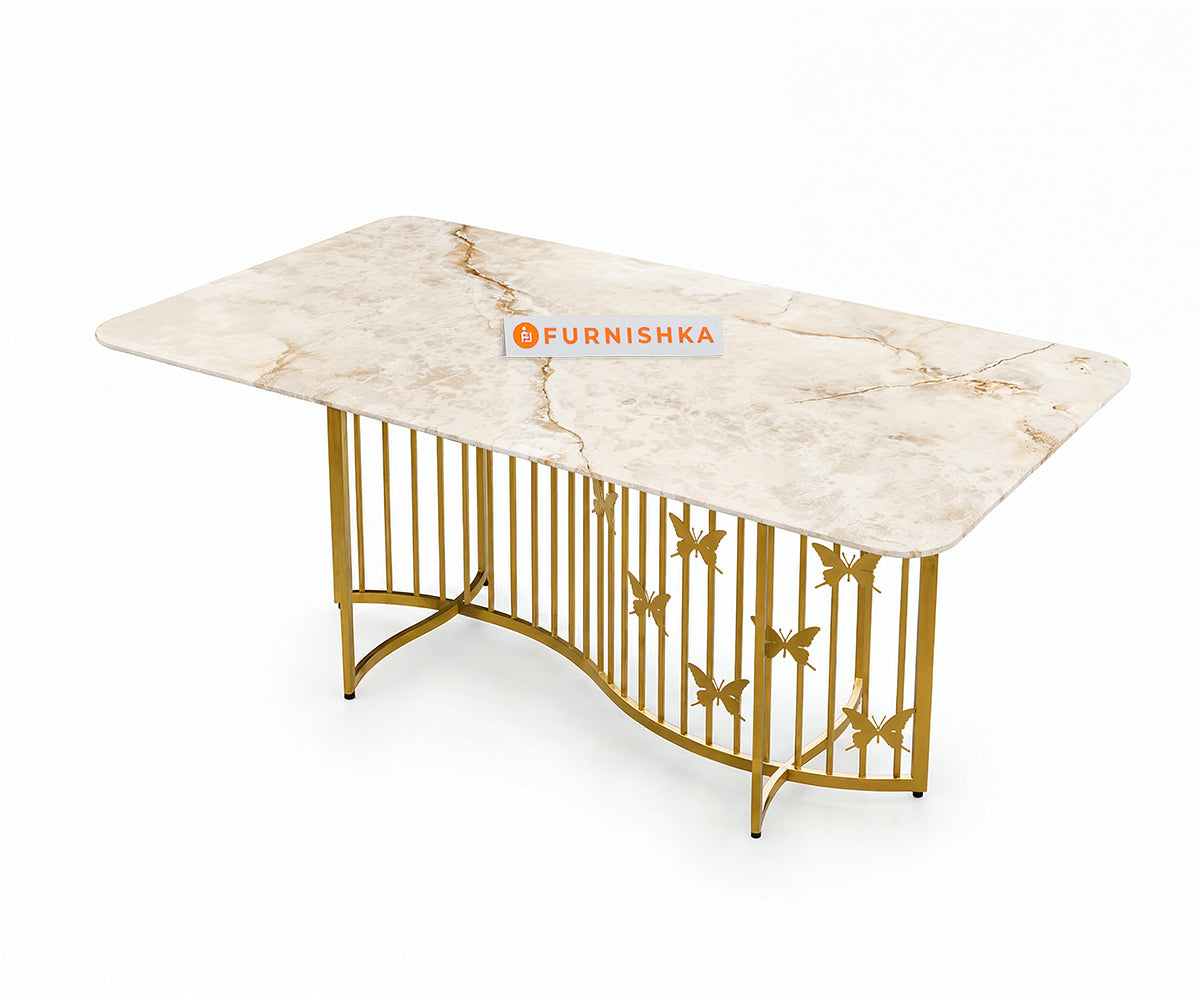 Elysian Dining Table 6 Seater PVD Gold Base - Furnishka