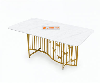 Elysian Dining Table 6 Seater PVD Gold Base - Furnishka