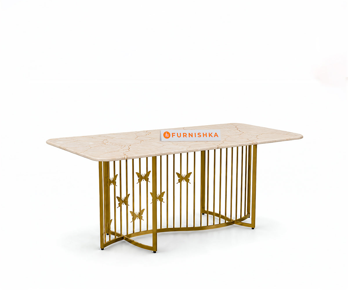 Elysian Dining Table 6 Seater PVD Gold Base - Furnishka