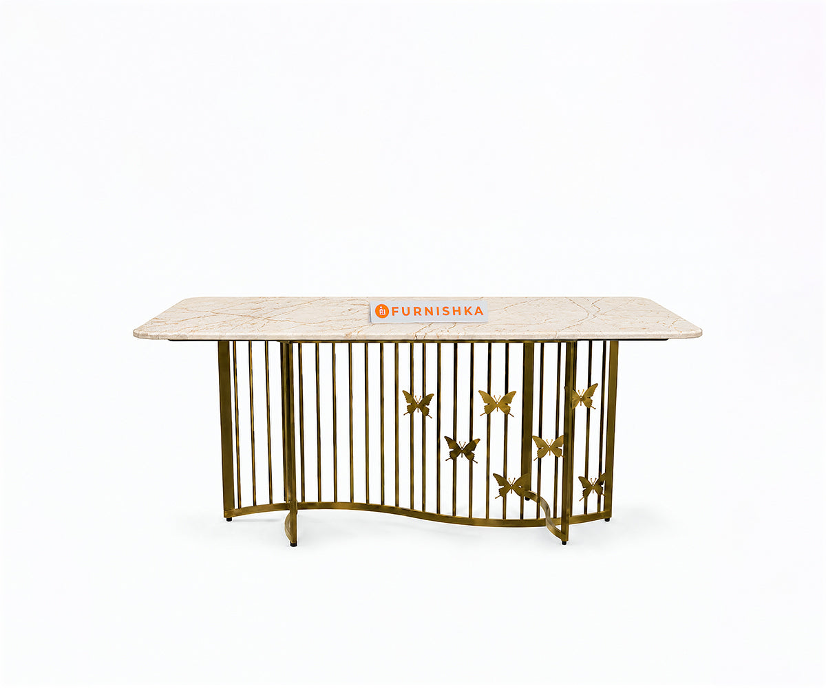 Elysian Dining Table 6 Seater PVD Gold Base - Furnishka