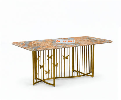 Elysian Dining Table 6 Seater PVD Gold Base - Furnishka