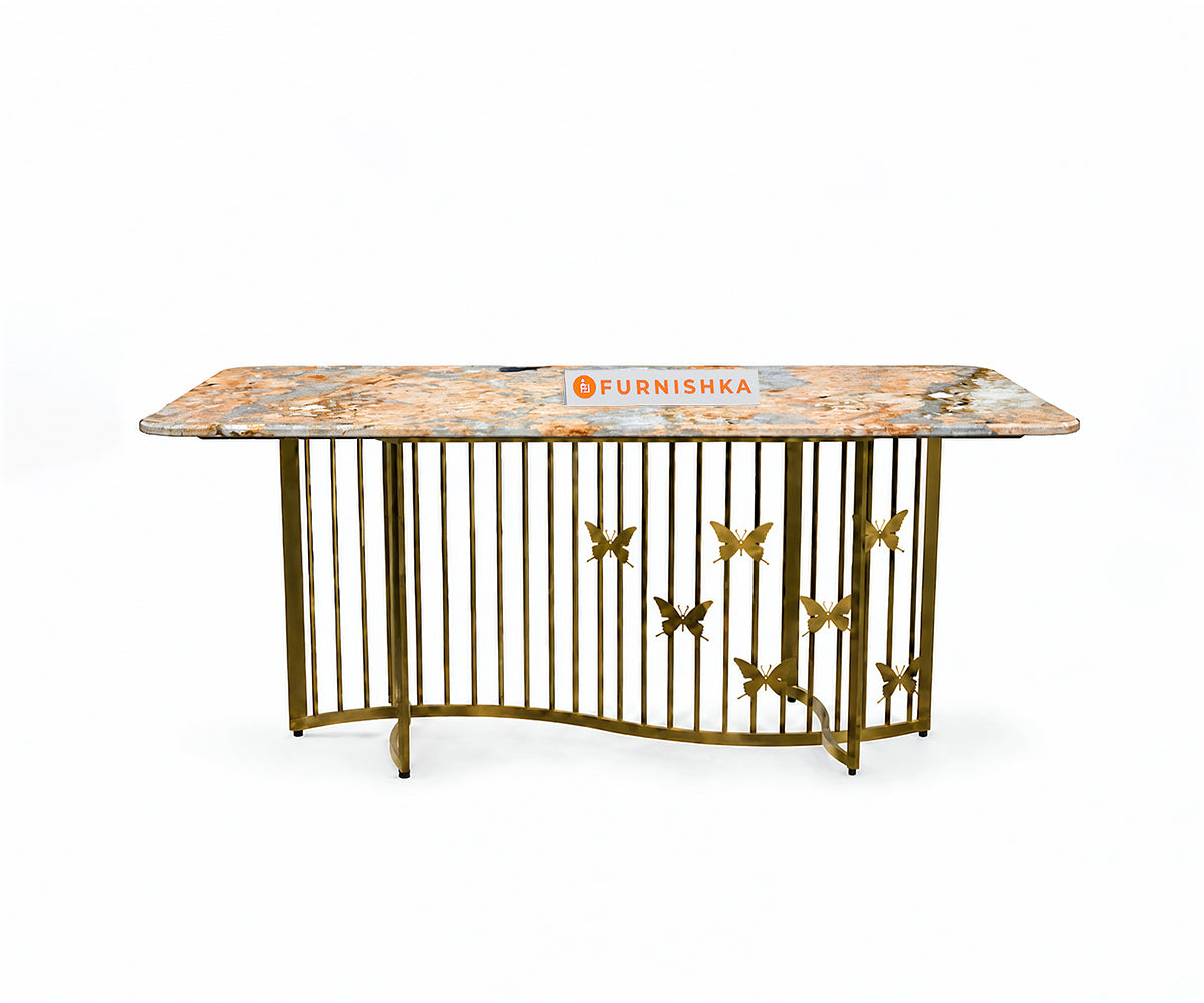 Elysian Dining Table 6 Seater PVD Gold Base - Furnishka
