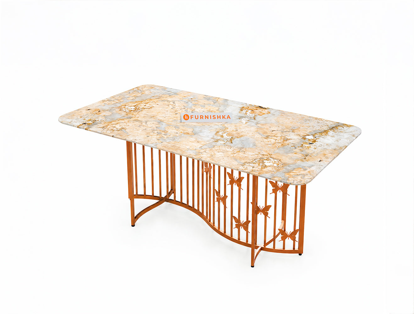 Elysian Dining Table 6 Seater Rose Gold Base - Furnishka