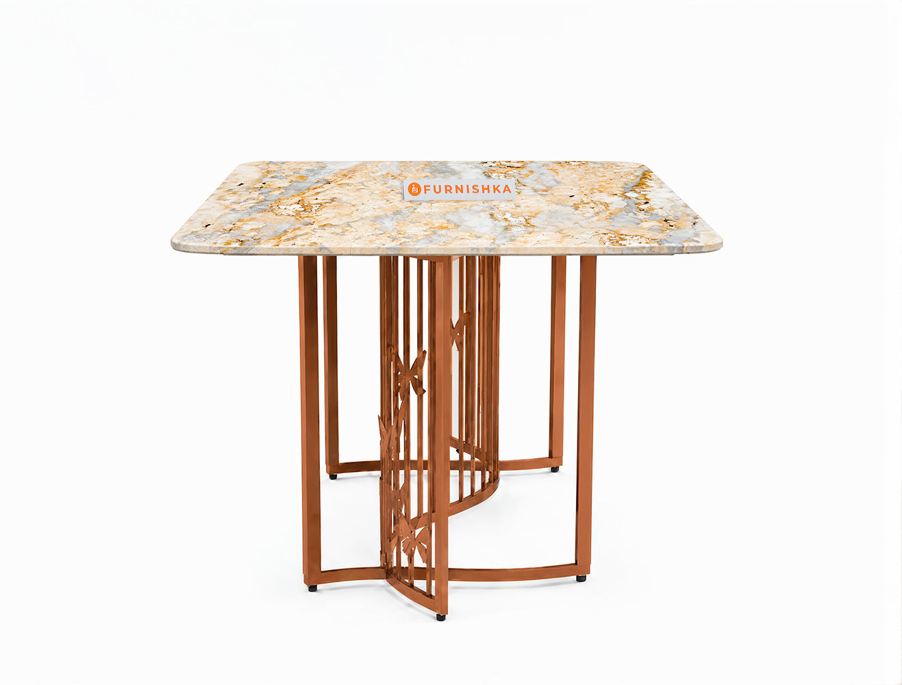 Elysian Dining Table 6 Seater Rose Gold Base - Furnishka