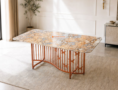 Elysian Dining Table 6 Seater Rose Gold Base