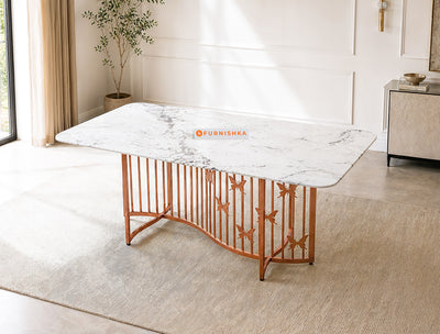 Elysian Dining Table 6 Seater Rose Gold Base