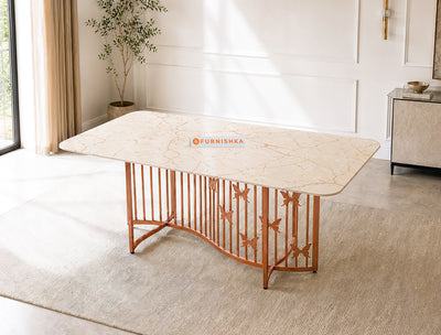 Elysian Dining Table 6 Seater Rose Gold Base