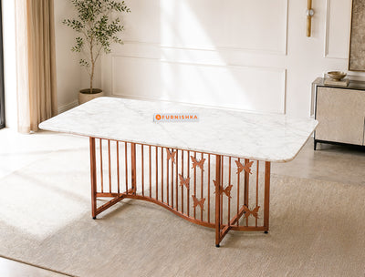 Elysian Dining Table 6 Seater Rose Gold Base