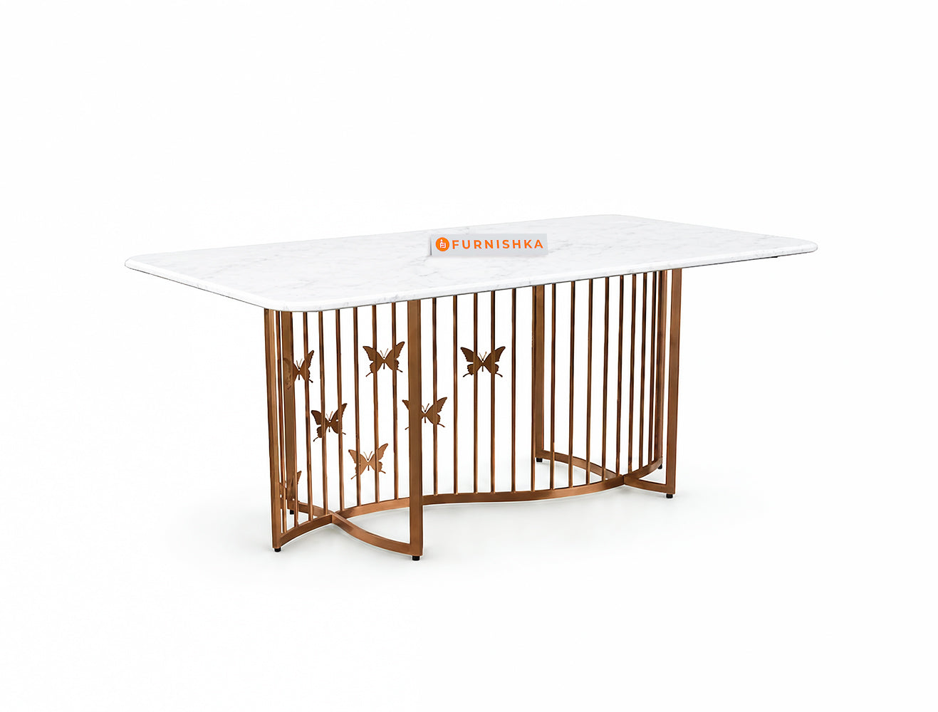 Elysian Dining Table 6 Seater Rose Gold Base - Furnishka