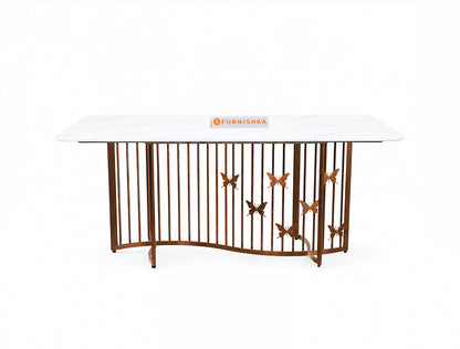 Elysian Dining Table 6 Seater Rose Gold Base - Furnishka