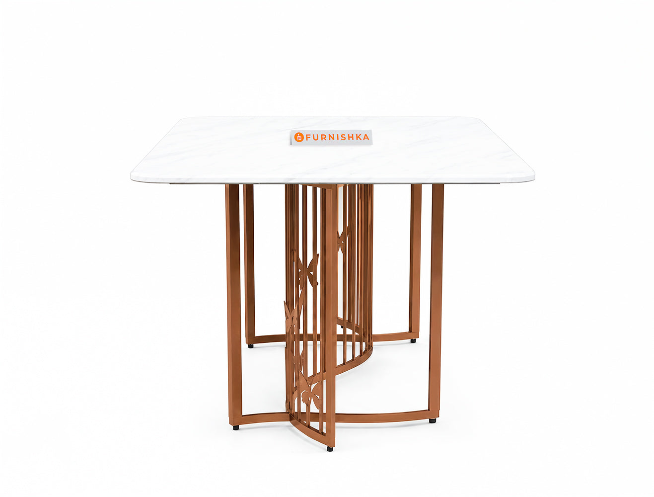 Elysian Dining Table 6 Seater Rose Gold Base - Furnishka
