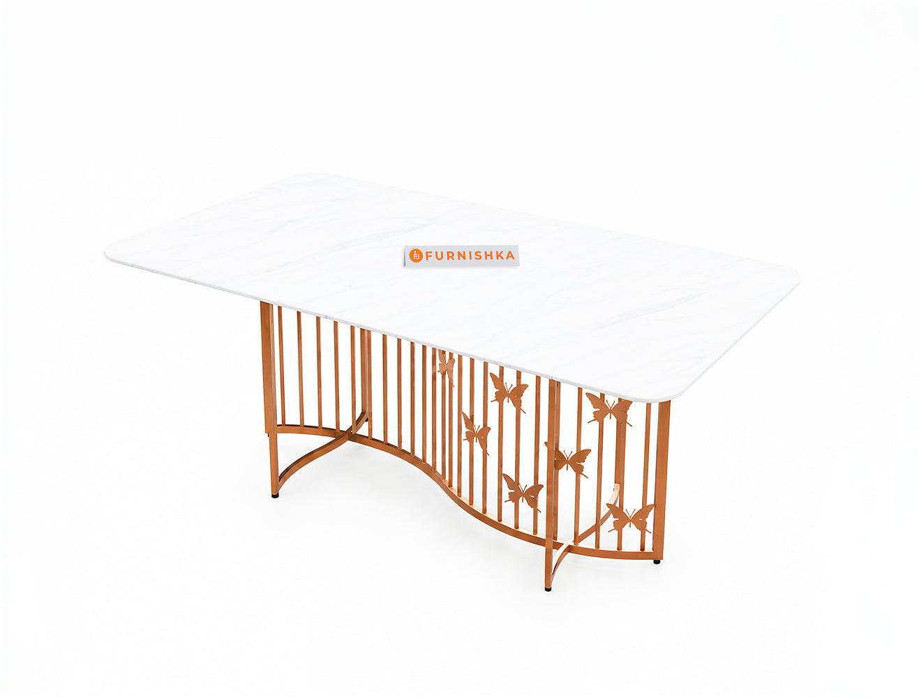 Elysian Dining Table 6 Seater Rose Gold Base - Furnishka