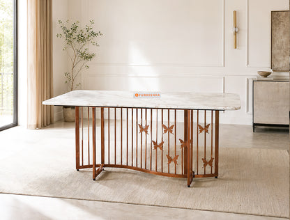 Elysian Dining Table 6 Seater Rose Gold Base - Furnishka