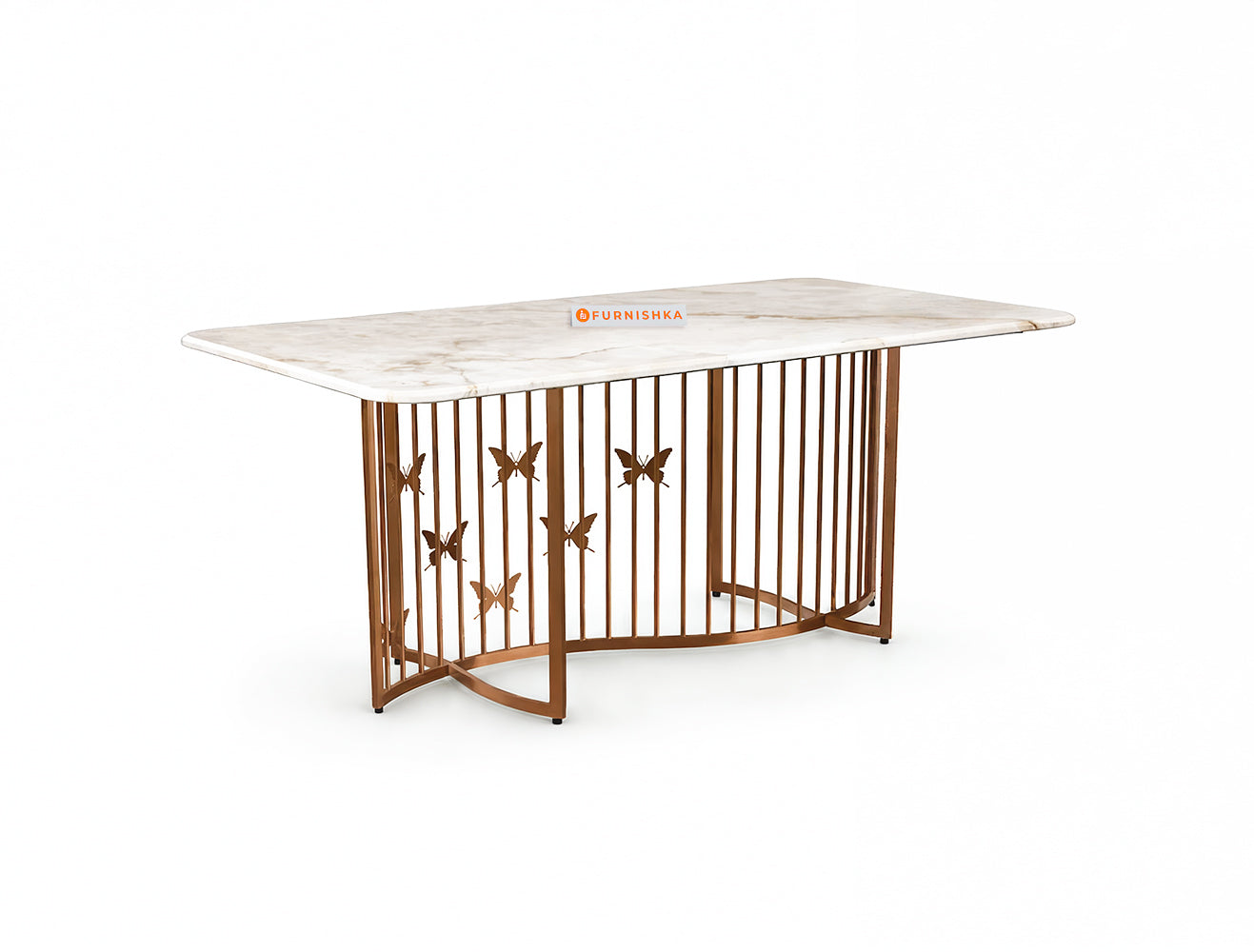 Elysian Dining Table 6 Seater Rose Gold Base - Furnishka