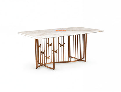 Elysian Dining Table 6 Seater Rose Gold Base - Furnishka