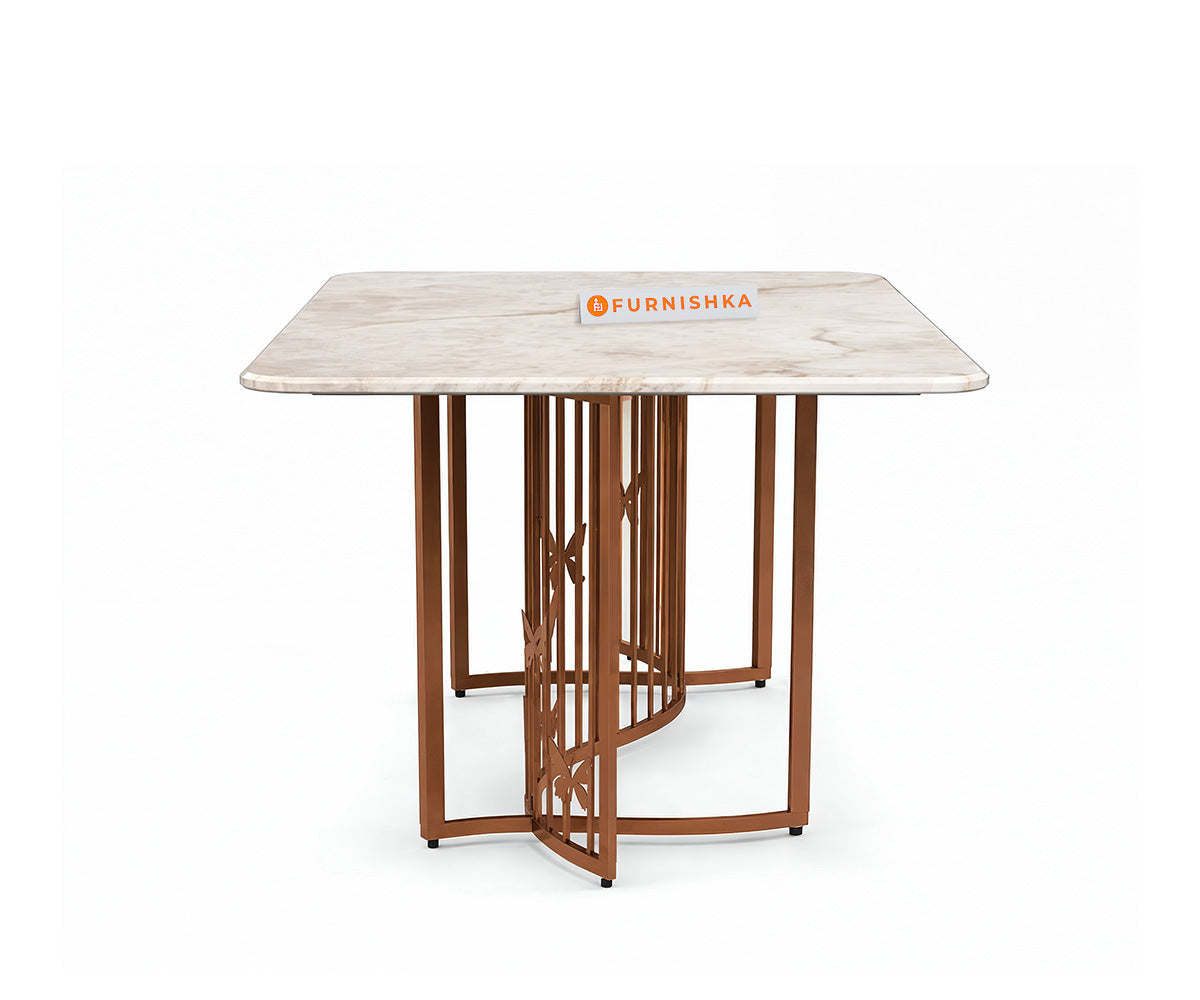 Elysian Dining Table 6 Seater Rose Gold Base - Furnishka