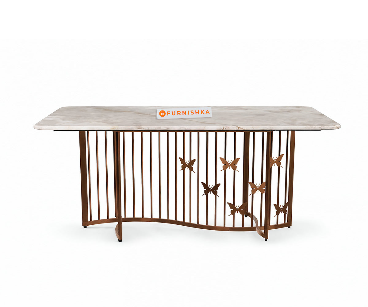 Elysian Dining Table 6 Seater Rose Gold Base - Furnishka