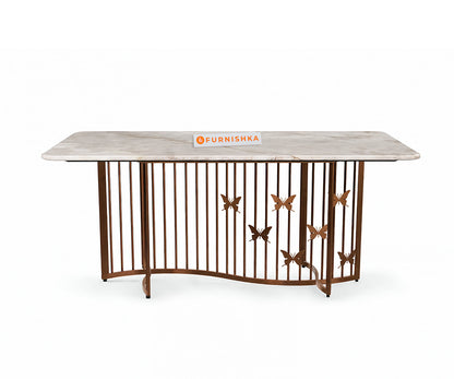 Elysian Dining Table 6 Seater Rose Gold Base - Furnishka