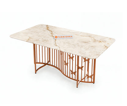 Elysian Dining Table 6 Seater Rose Gold Base - Furnishka