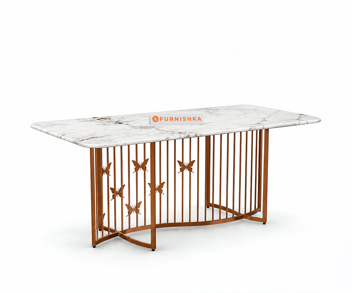 Elysian Dining Table 6 Seater Rose Gold Base - Furnishka