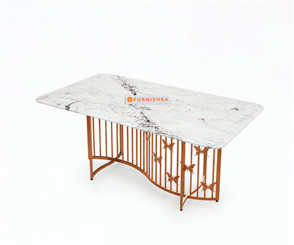 Elysian Dining Table 6 Seater Rose Gold Base - Furnishka