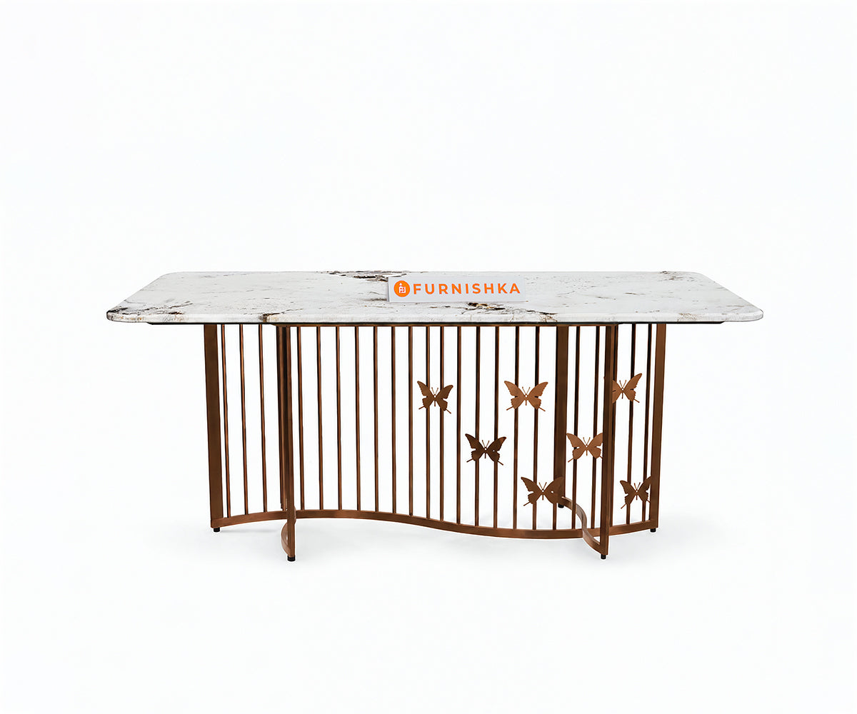Elysian Dining Table 6 Seater Rose Gold Base - Furnishka