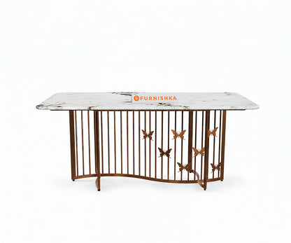 Elysian Dining Table 6 Seater Rose Gold Base - Furnishka