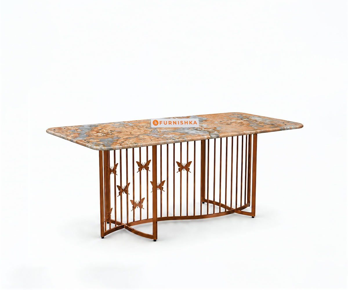 Elysian Dining Table 6 Seater Rose Gold Base - Furnishka