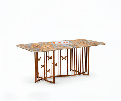 Elysian Dining Table 6 Seater Rose Gold Base - Furnishka
