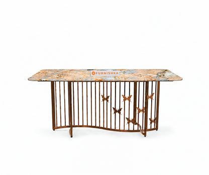 Elysian Dining Table 6 Seater Rose Gold Base - Furnishka