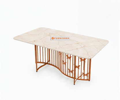 Elysian Dining Table 6 Seater Rose Gold Base - Furnishka