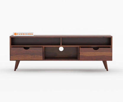 Flora Sheesham Wood Tv Cabinets with Drawers and Storage