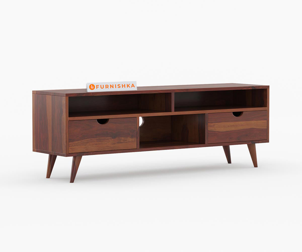 Flora Sheesham Wood Tv Cabinets with Drawers and Storage