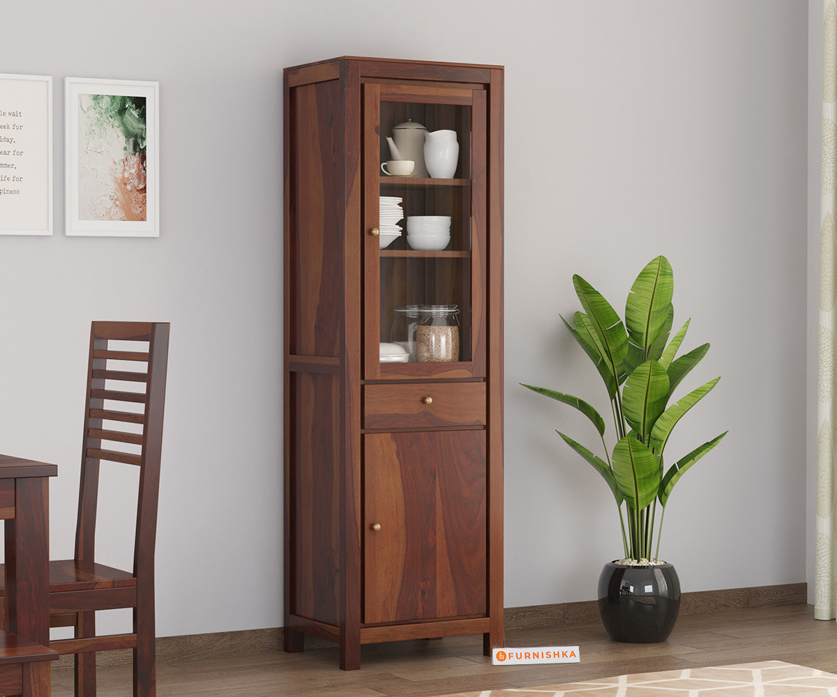 Falcon Crockery Sheesham Wood Kitchen Cabinet - Furnishka 