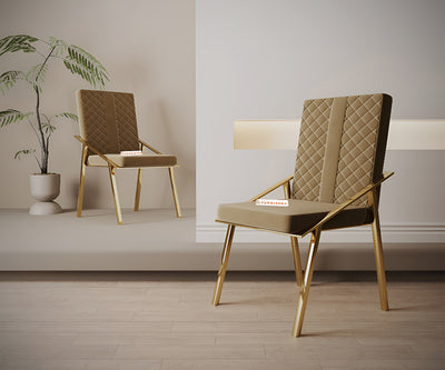 Gala Dining Chair With Gold Leg - Brown
