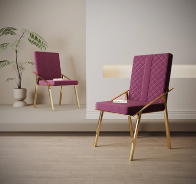 Gala Dining Chair With Gold Leg - Red Wine