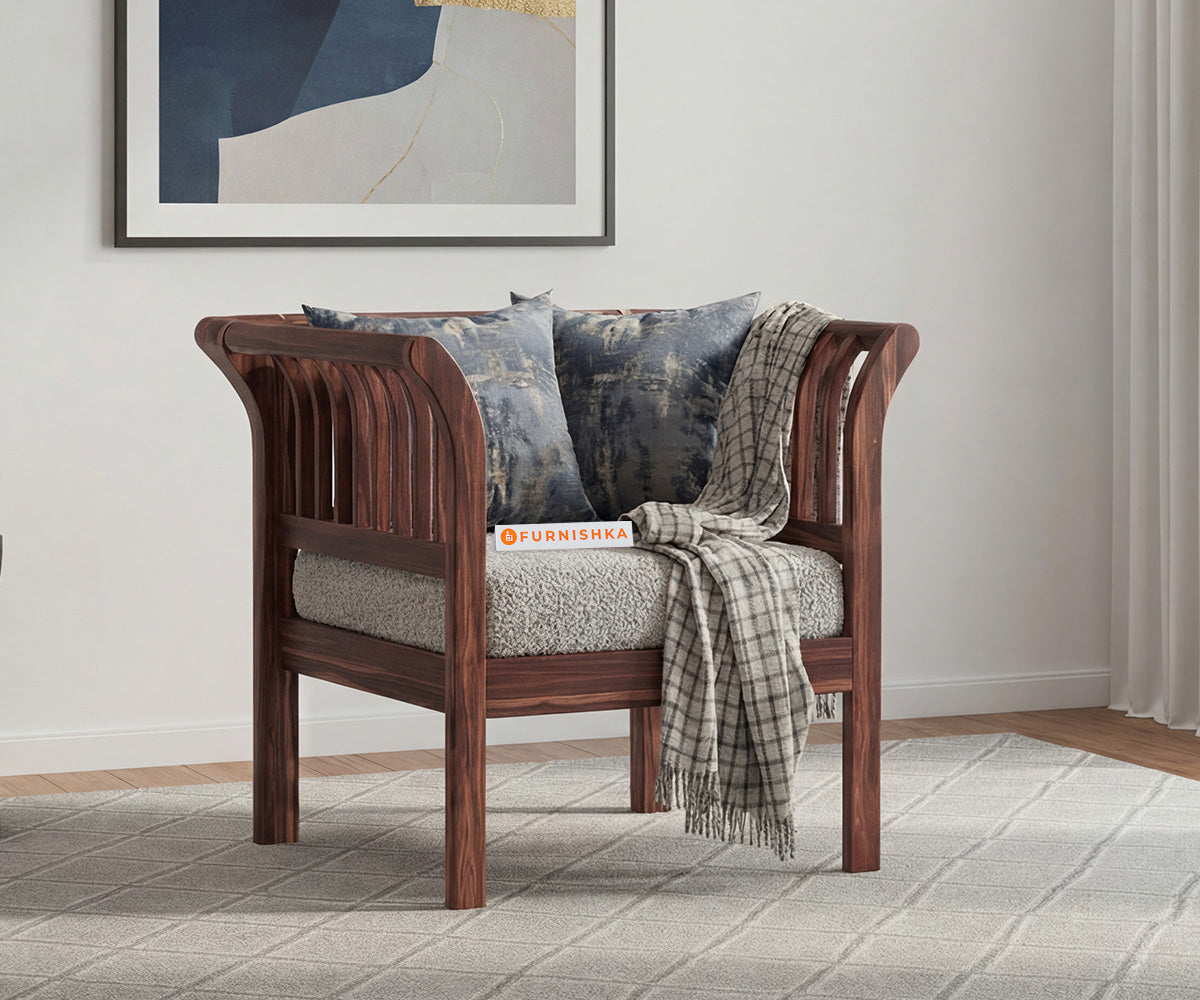 Garud 1 Seater Sofa With Anthology Fabric Grey - Furnishka