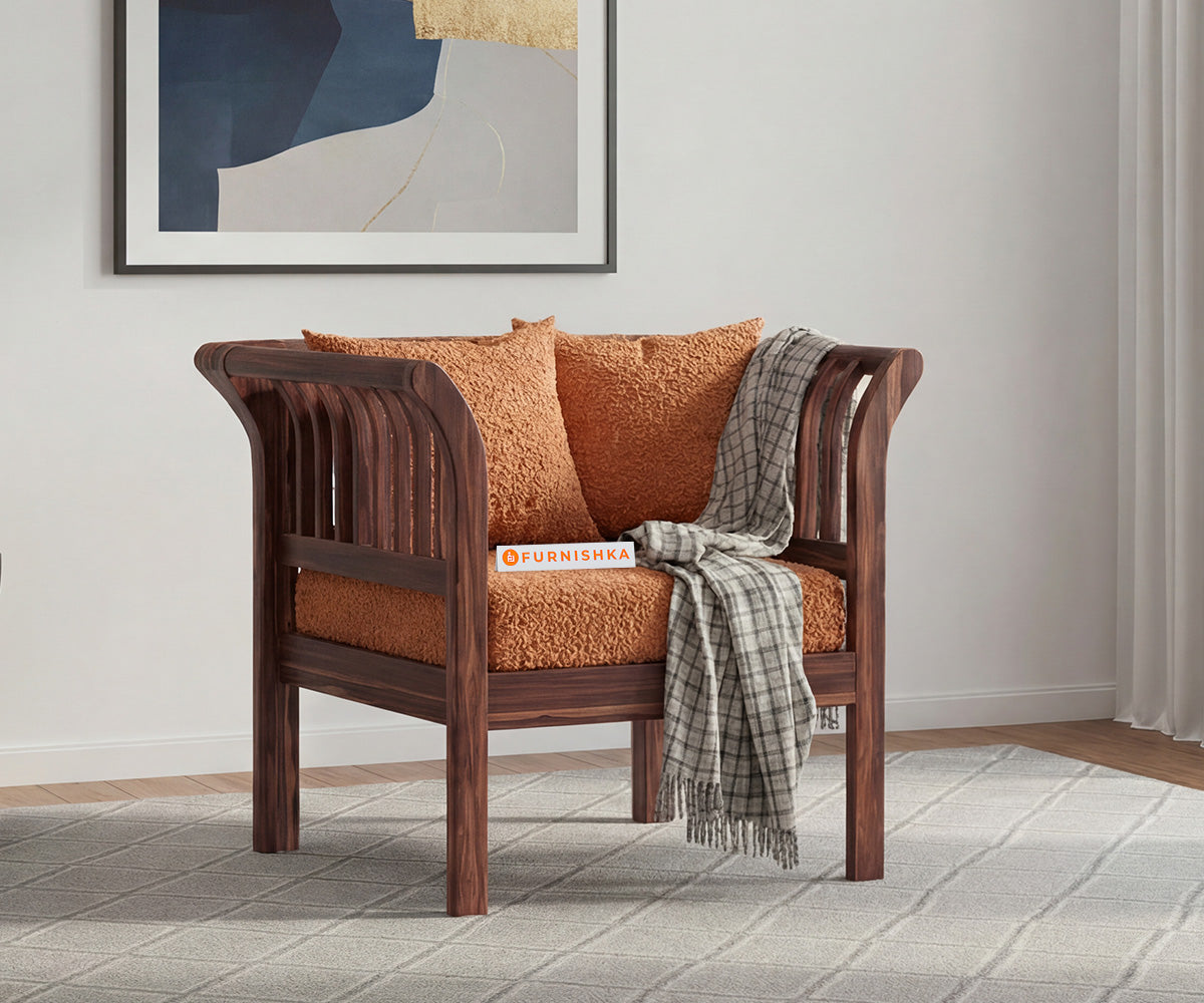 Garud 1 Seater Sofa With Anthology Fabric Orange - Furnishka